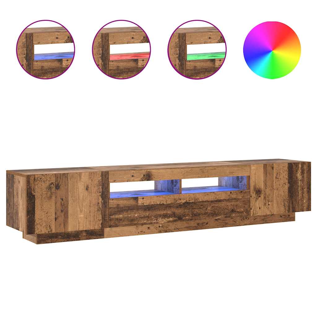 TV Cabinet with LED Lights Old Wood 200x35x40cm Engineered Wood