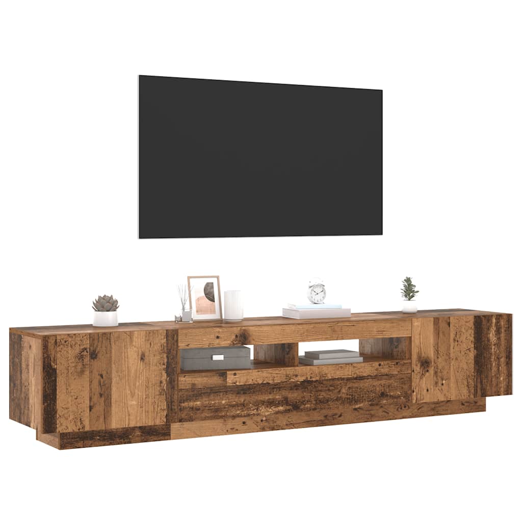TV Cabinet with LED Lights Old Wood 200x35x40cm Engineered Wood