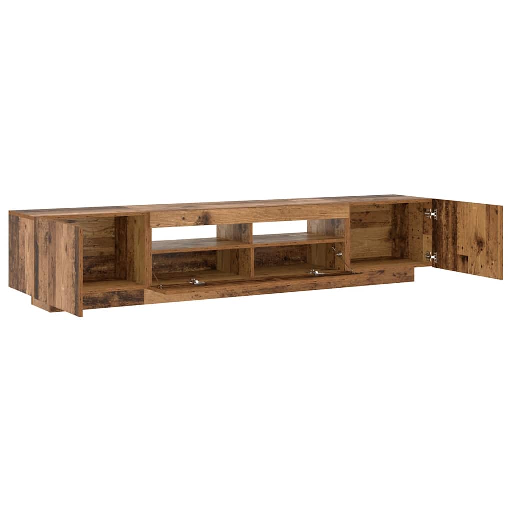 TV Cabinet with LED Lights Old Wood 200x35x40cm Engineered Wood