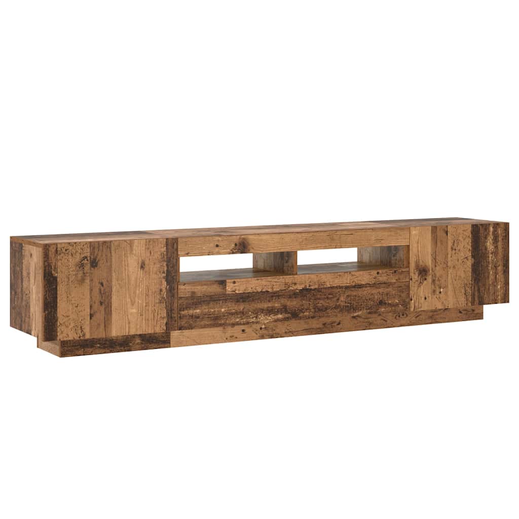 TV Cabinet with LED Lights Old Wood 200x35x40cm Engineered Wood