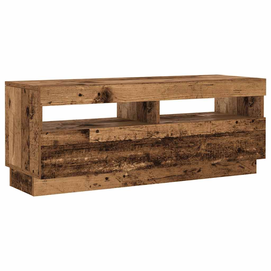 TV Cabinet with LED Lights Old Wood 200x35x40cm Engineered Wood