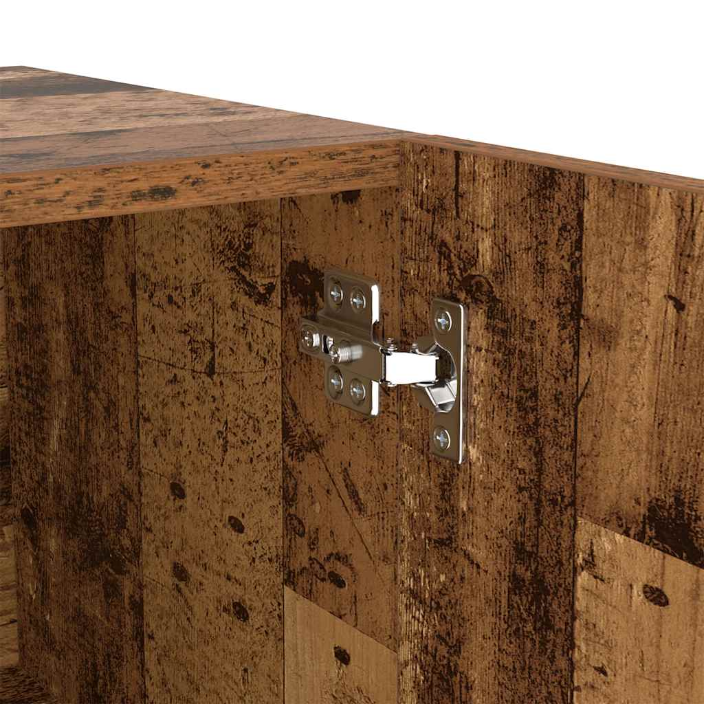TV Cabinet with LED Lights Old Wood 200x35x40cm Engineered Wood