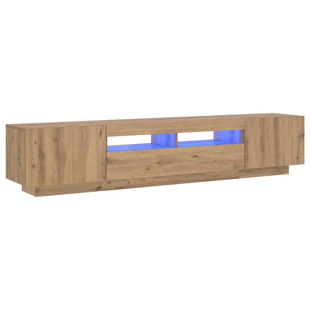 TV Cabinet with LED Lights Artisan Oak 200x35x40 cm