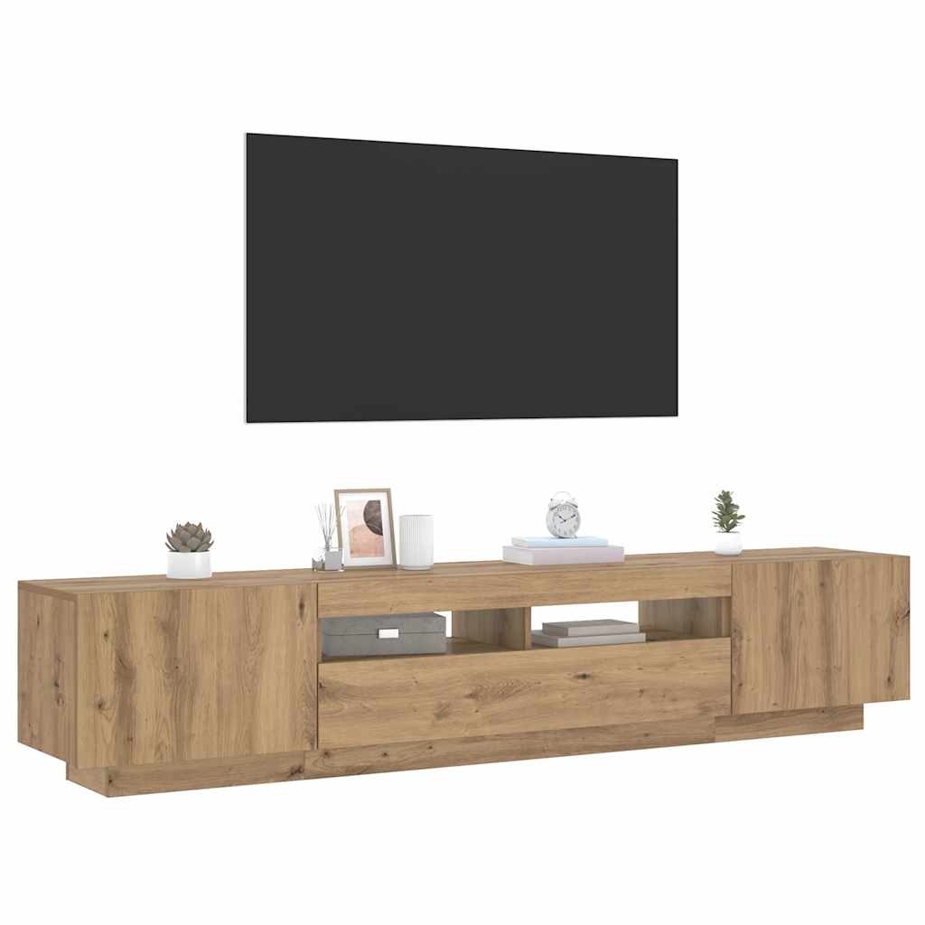 TV Cabinet with LED Lights Artisan Oak 200x35x40 cm