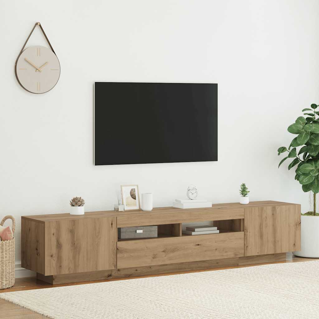 TV Cabinet with LED Lights Artisan Oak 200x35x40 cm
