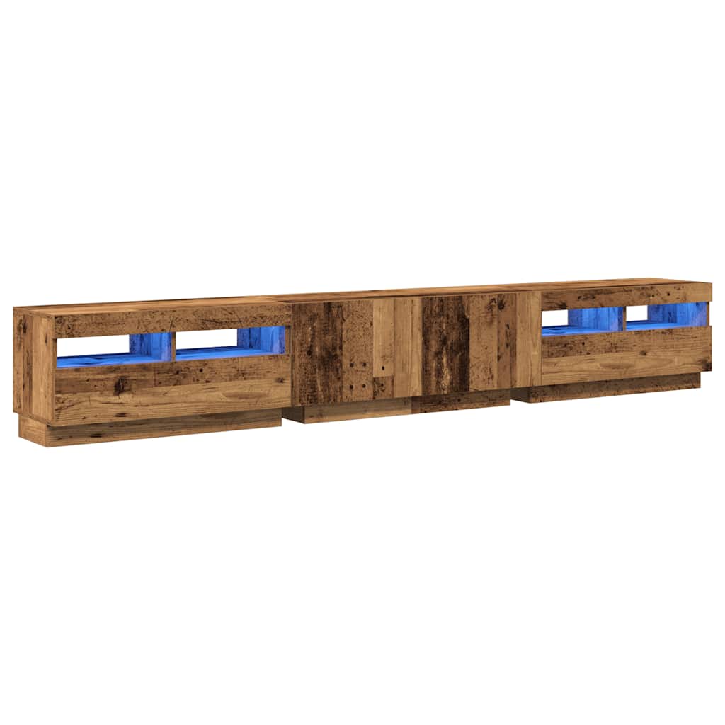 TV Cabinet with LED Lights Old Wood 260x35x40cm Engineered Wood