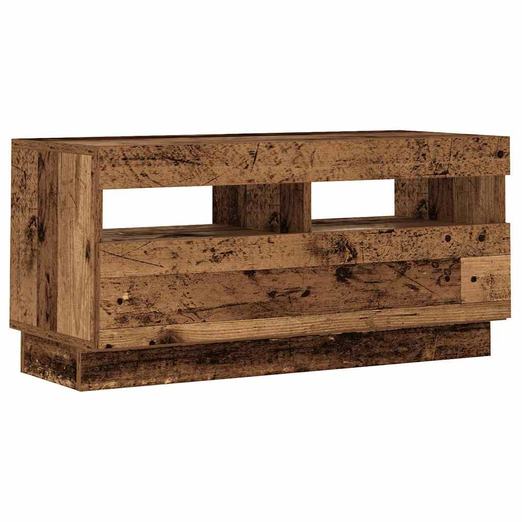TV Cabinet with LED Lights Old Wood 260x35x40cm Engineered Wood