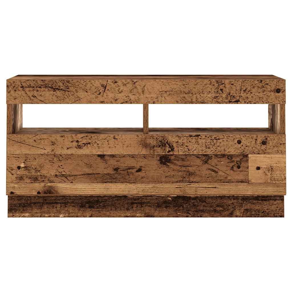 TV Cabinet with LED Lights Old Wood 260x35x40cm Engineered Wood