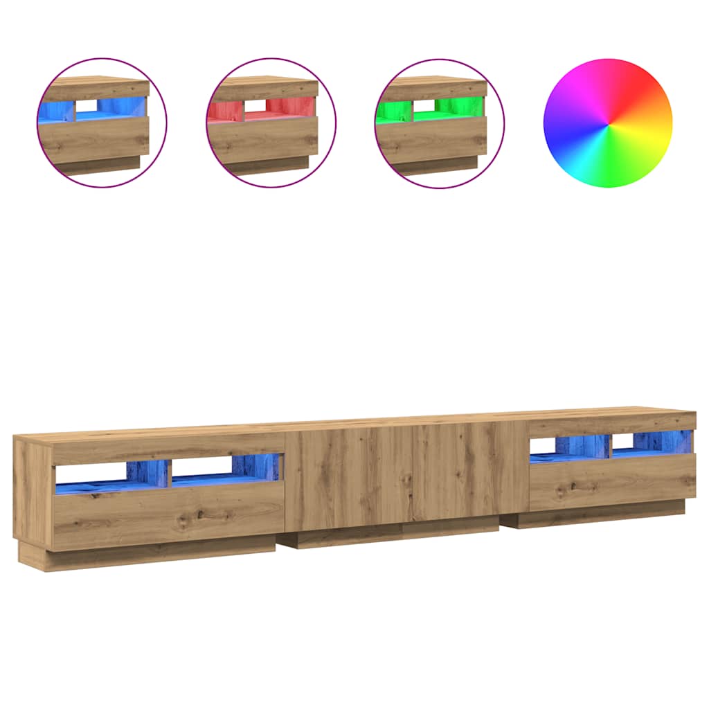 TV Cabinet with LED Lights Artisan Oak 260x35x40 cm