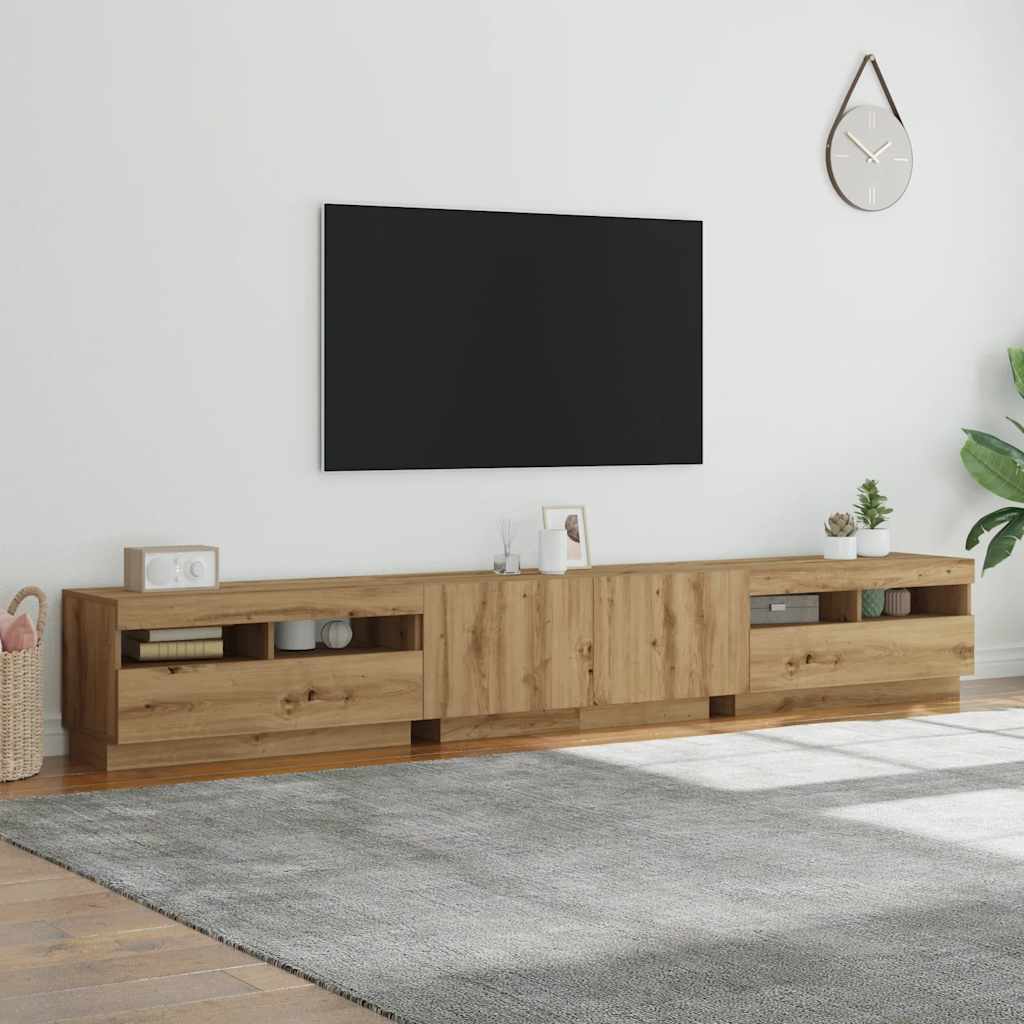 TV Cabinet with LED Lights Artisan Oak 260x35x40 cm