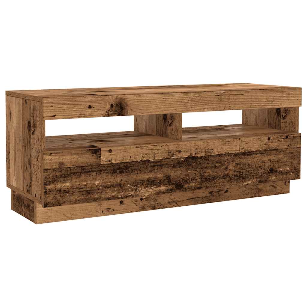TV Cabinet with LED Lights Old Wood 300x35x40cm Engineered Wood