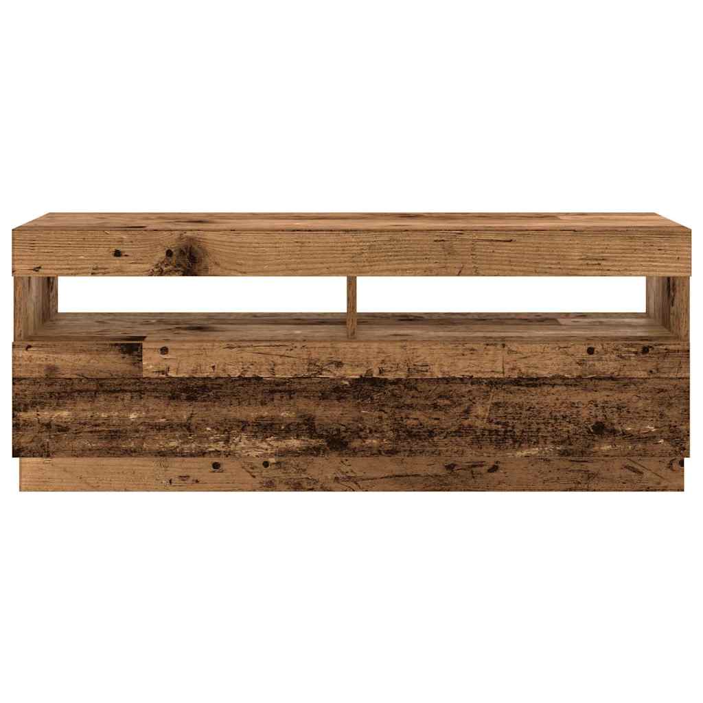 TV Cabinet with LED Lights Old Wood 300x35x40cm Engineered Wood