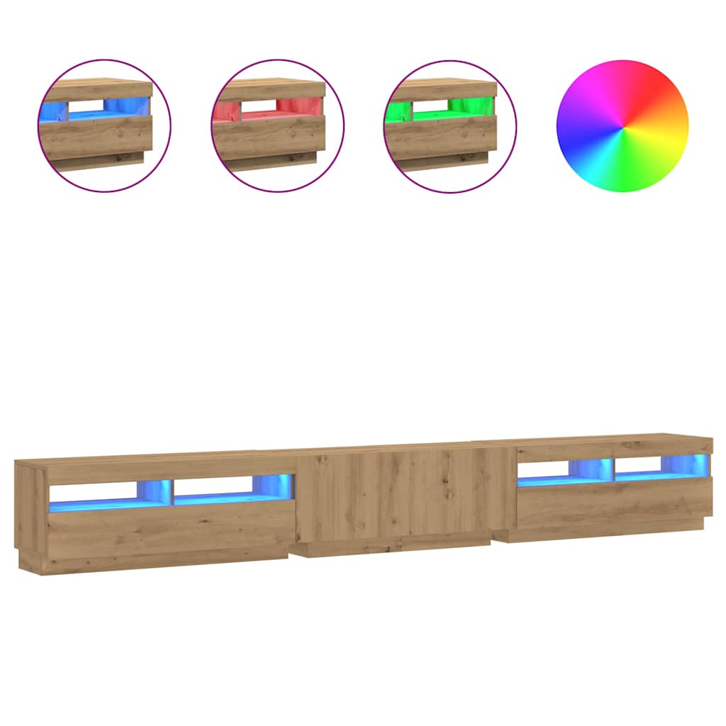 TV Cabinet with LED Lights Artisan Oak 300x35x40 cm