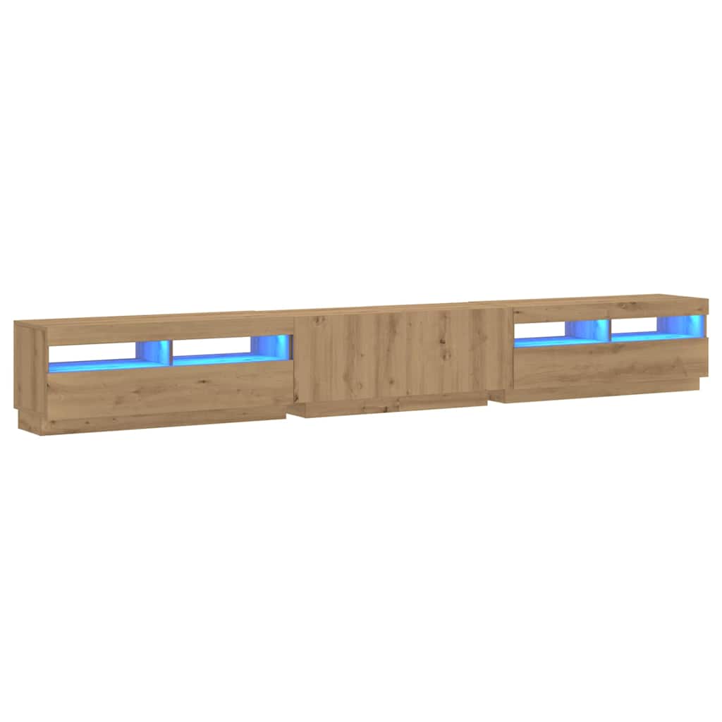 TV Cabinet with LED Lights Artisan Oak 300x35x40 cm