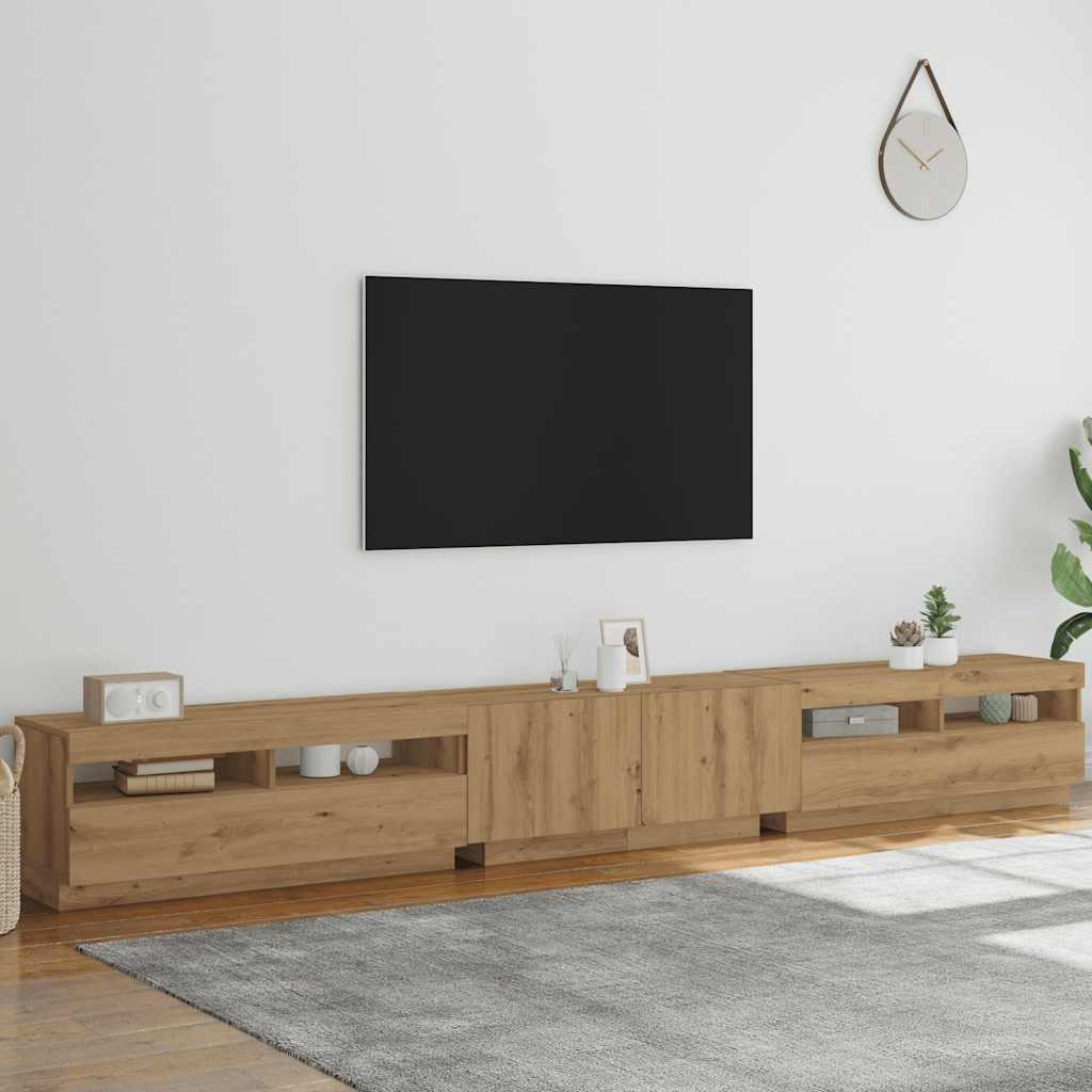 TV Cabinet with LED Lights Artisan Oak 300x35x40 cm