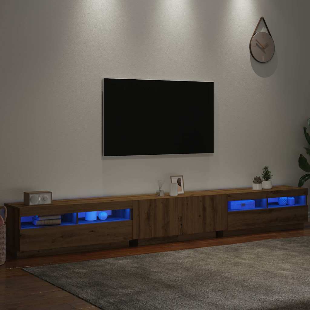 TV Cabinet with LED Lights Artisan Oak 300x35x40 cm