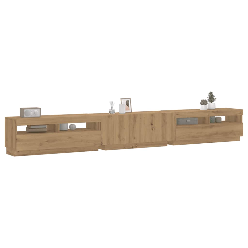 TV Cabinet with LED Lights Artisan Oak 300x35x40 cm