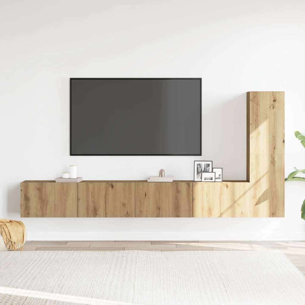 vidaXL 3 Piece TV Cabinet Set Wall-mounted Artisan Oak Engineered Wood