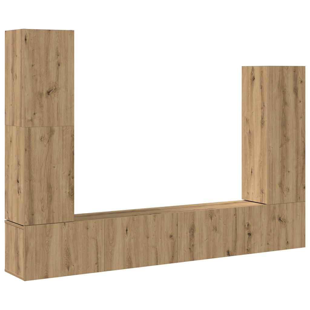 4 Piece TV Cabinet Set Wall-mounted Artisan Oak Engineered Wood