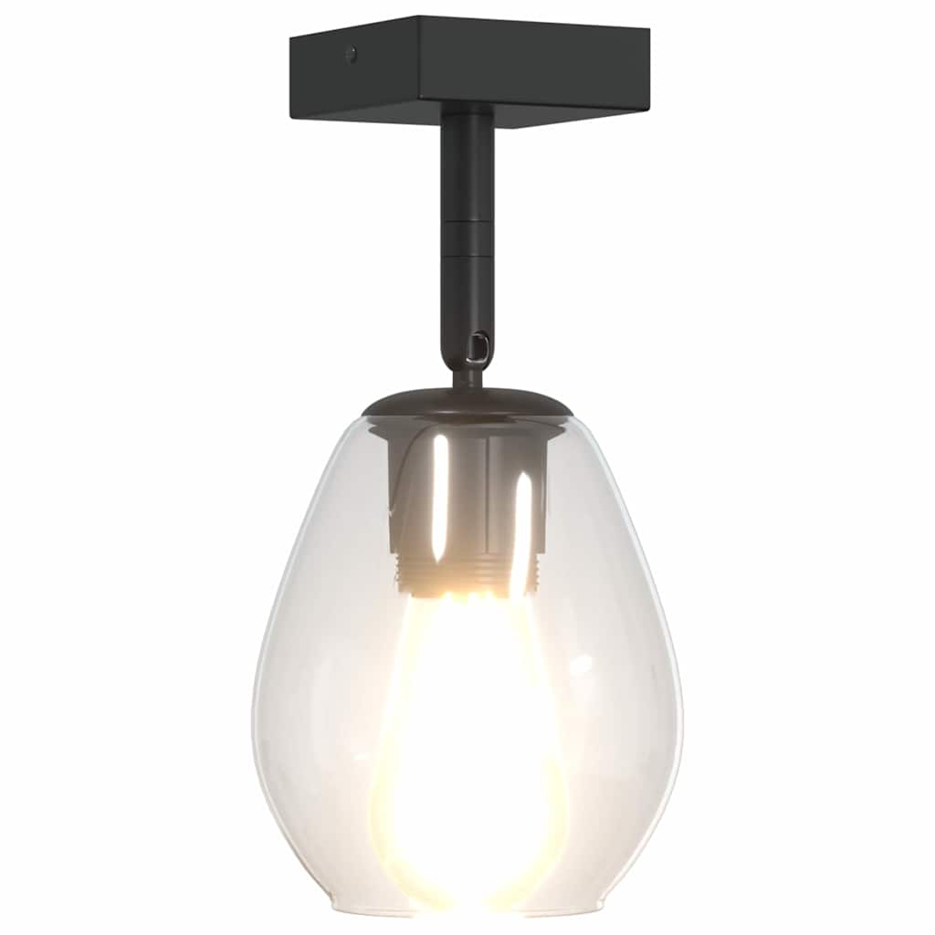 Ceiling Spotlight Black 13 x 13 x 26 cm Glass and Metal