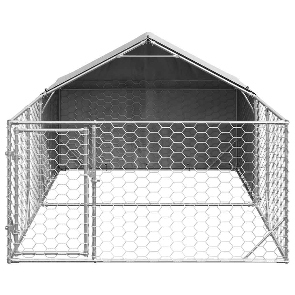 vidaXL Outdoor Dog Kennel with Run 4x2x1.5 m Galvanised Steel