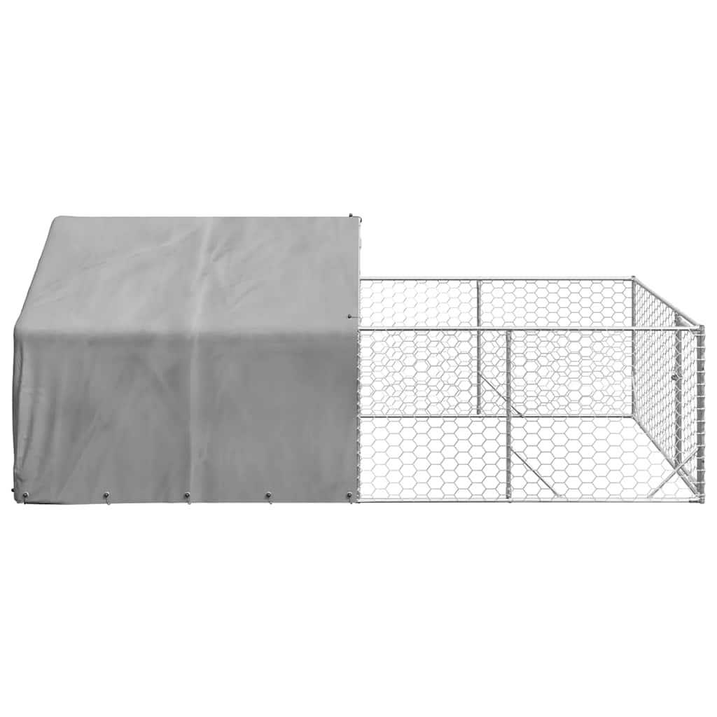 vidaXL Outdoor Dog Kennel with Run 4x2x1.5 m Galvanised Steel