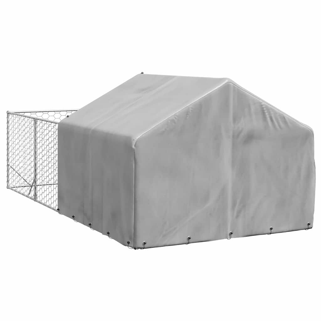 vidaXL Outdoor Dog Kennel with Run 4x2x1.5 m Galvanised Steel