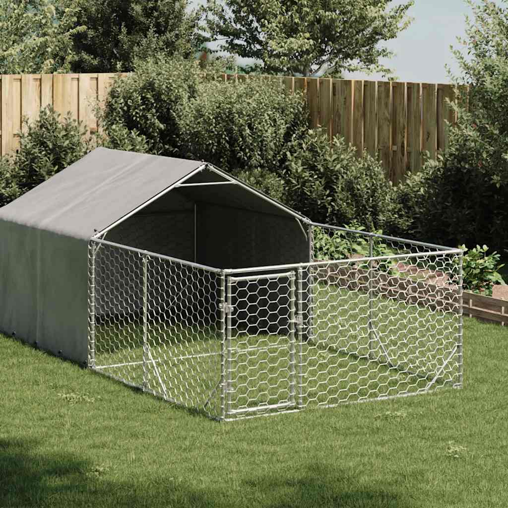 vidaXL Outdoor Dog Kennel with Run 4x2x1.5 m Galvanised Steel