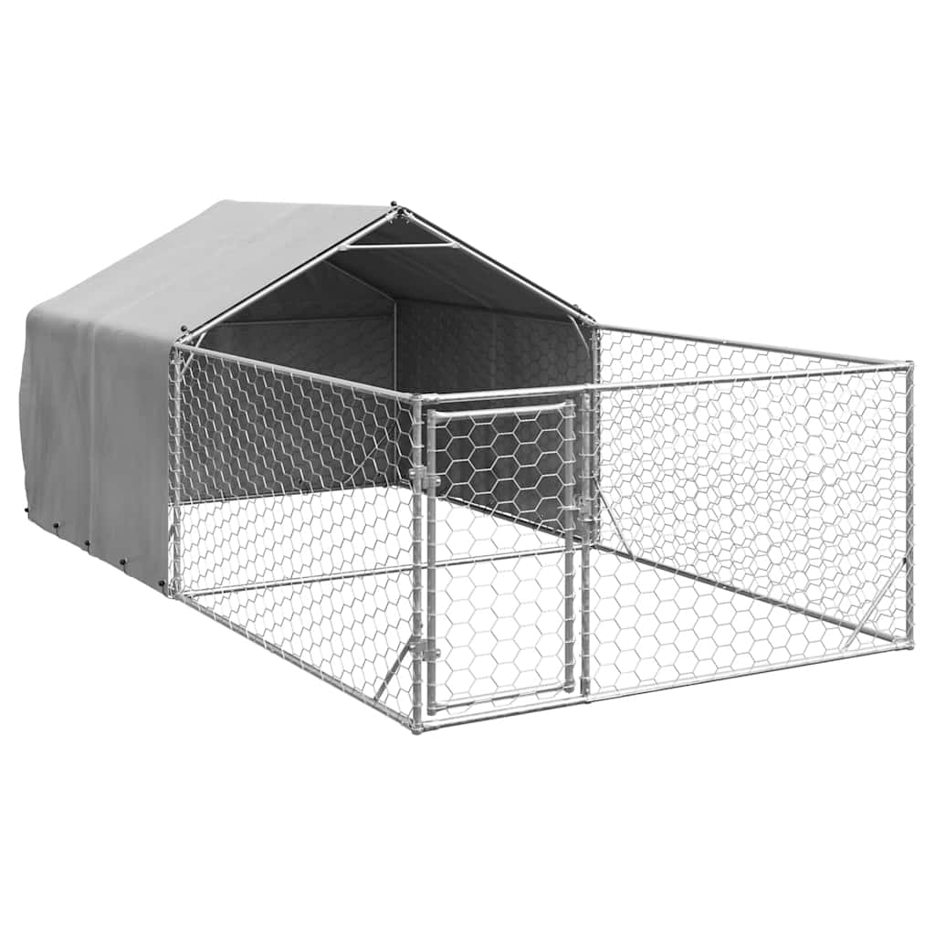 vidaXL Outdoor Dog Kennel with Run 5x2x1.5 m Galvanised Steel