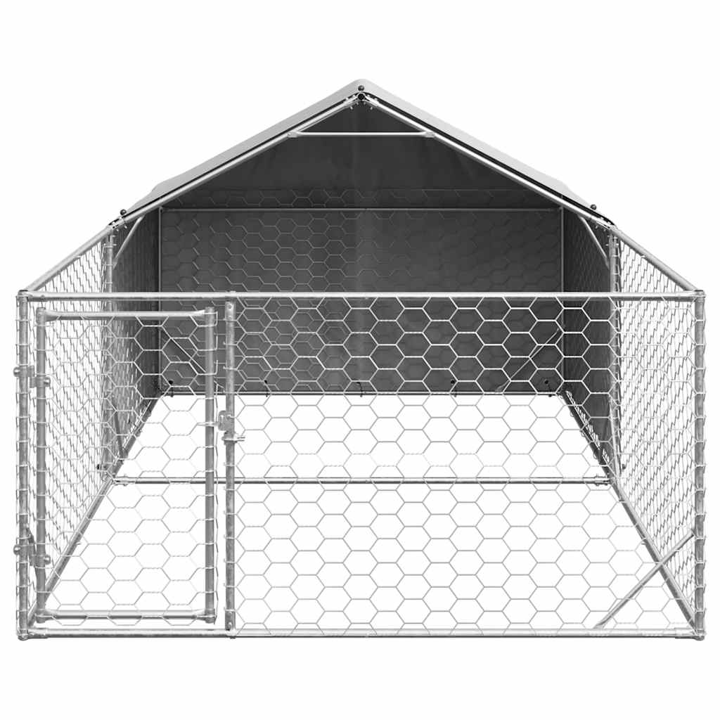 vidaXL Outdoor Dog Kennel with Run 5x2x1.5 m Galvanised Steel