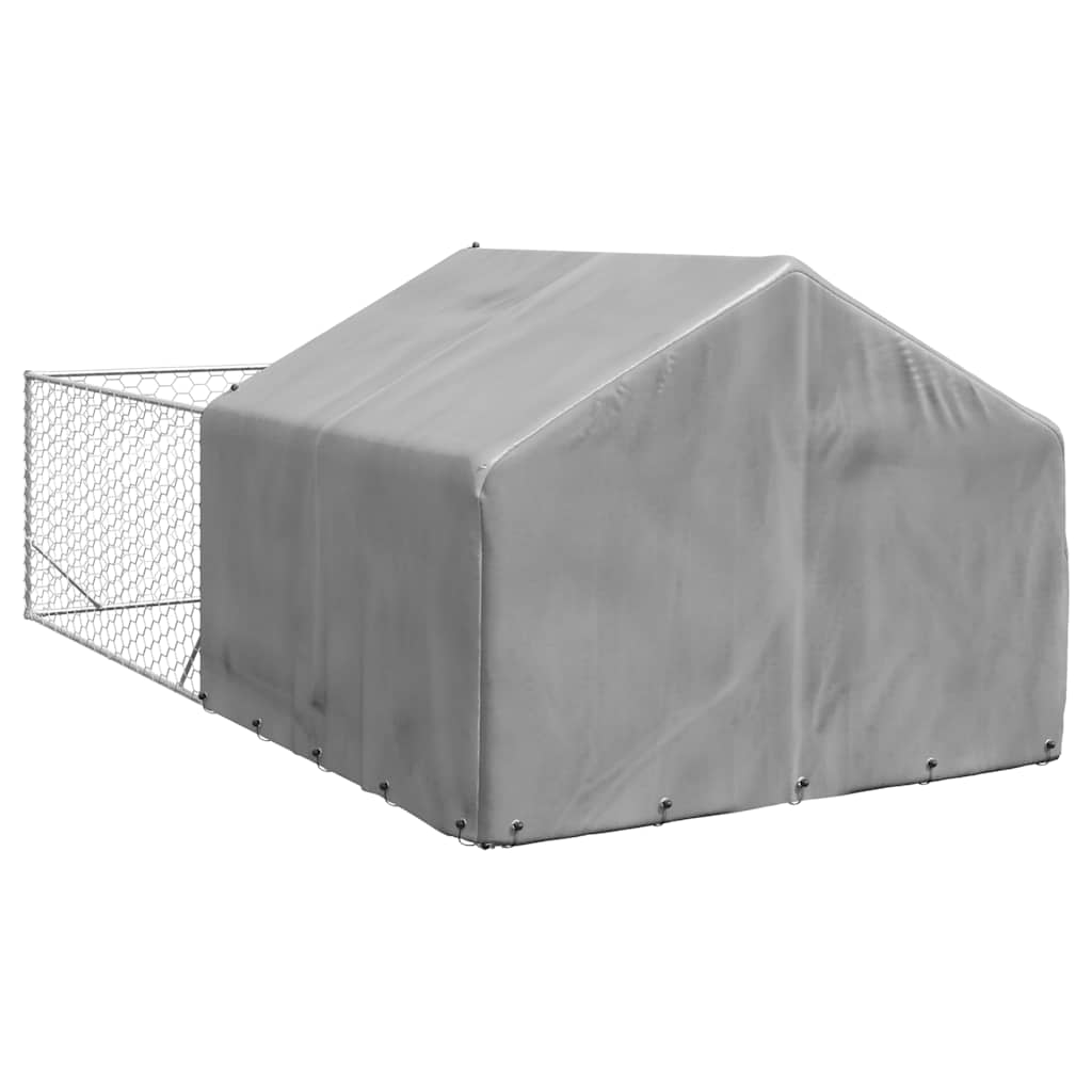 vidaXL Outdoor Dog Kennel with Run 5x2x1.5 m Galvanised Steel