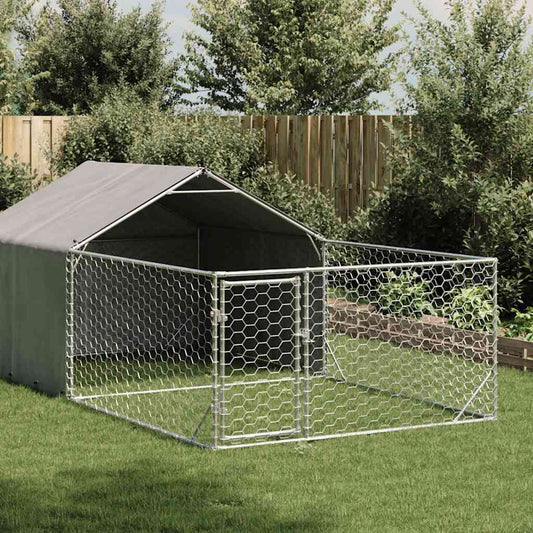 vidaXL Outdoor Dog Kennel with Run 5x2x1.5 m Galvanised Steel