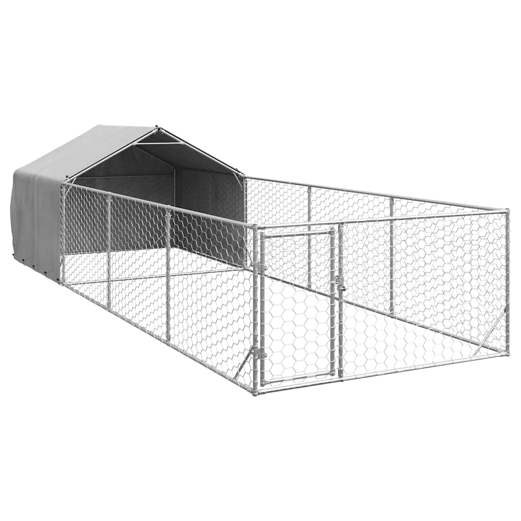 vidaXL Outdoor Dog Kennel with Run 7x2x1.5 m Galvanised Steel