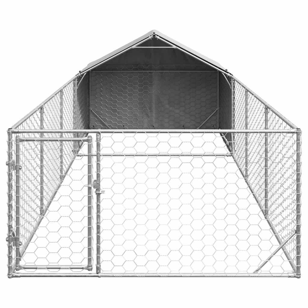 vidaXL Outdoor Dog Kennel with Run 7x2x1.5 m Galvanised Steel