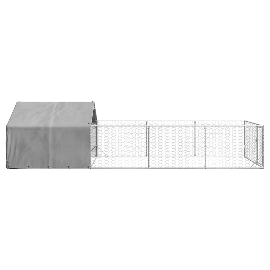 vidaXL Outdoor Dog Kennel with Run 7x2x1.5 m Galvanised Steel