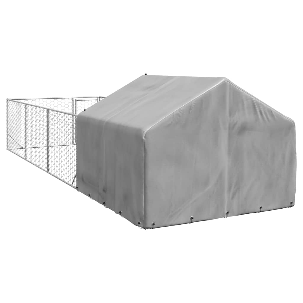 vidaXL Outdoor Dog Kennel with Run 7x2x1.5 m Galvanised Steel