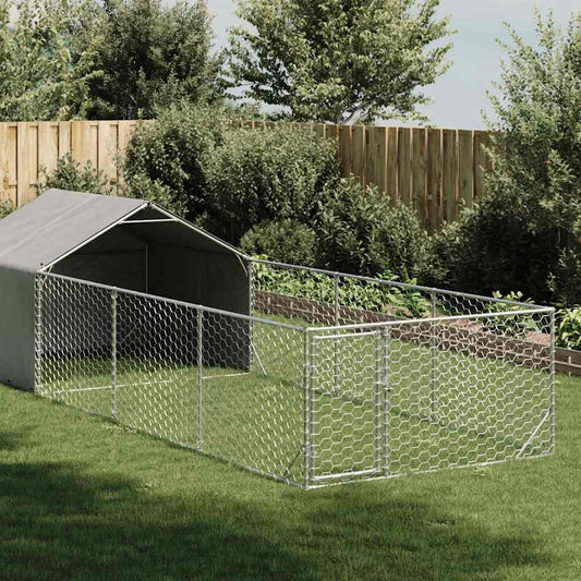 vidaXL Outdoor Dog Kennel with Run 6x2x1.5 m Galvanised Steel