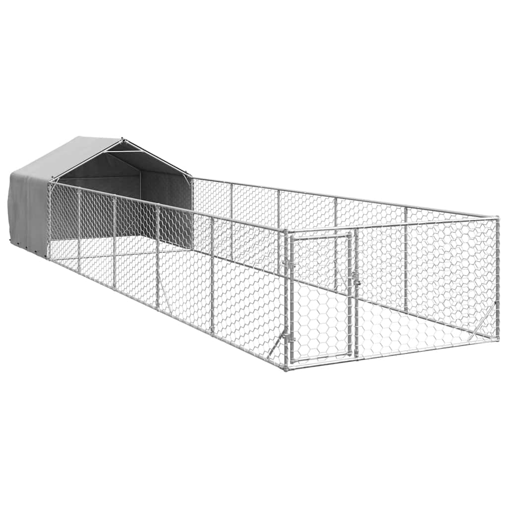 vidaXL Outdoor Dog Kennel with Run 8x2x1.5 m Galvanised Steel