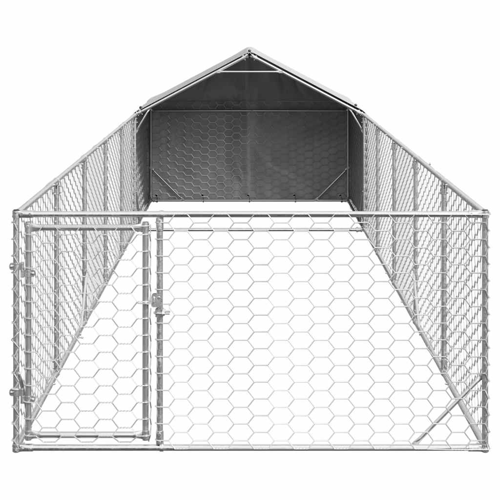 vidaXL Outdoor Dog Kennel with Run 8x2x1.5 m Galvanised Steel