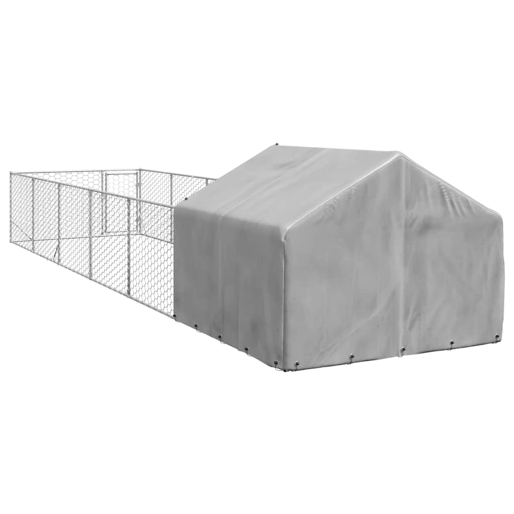 vidaXL Outdoor Dog Kennel with Run 8x2x1.5 m Galvanised Steel