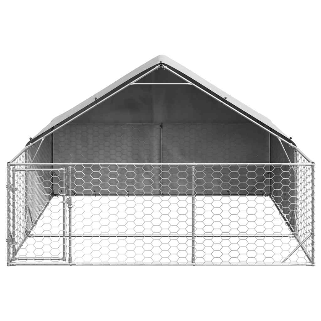 vidaXL Outdoor Dog Kennel with Run 3x3x1.9 m Galvanised Steel