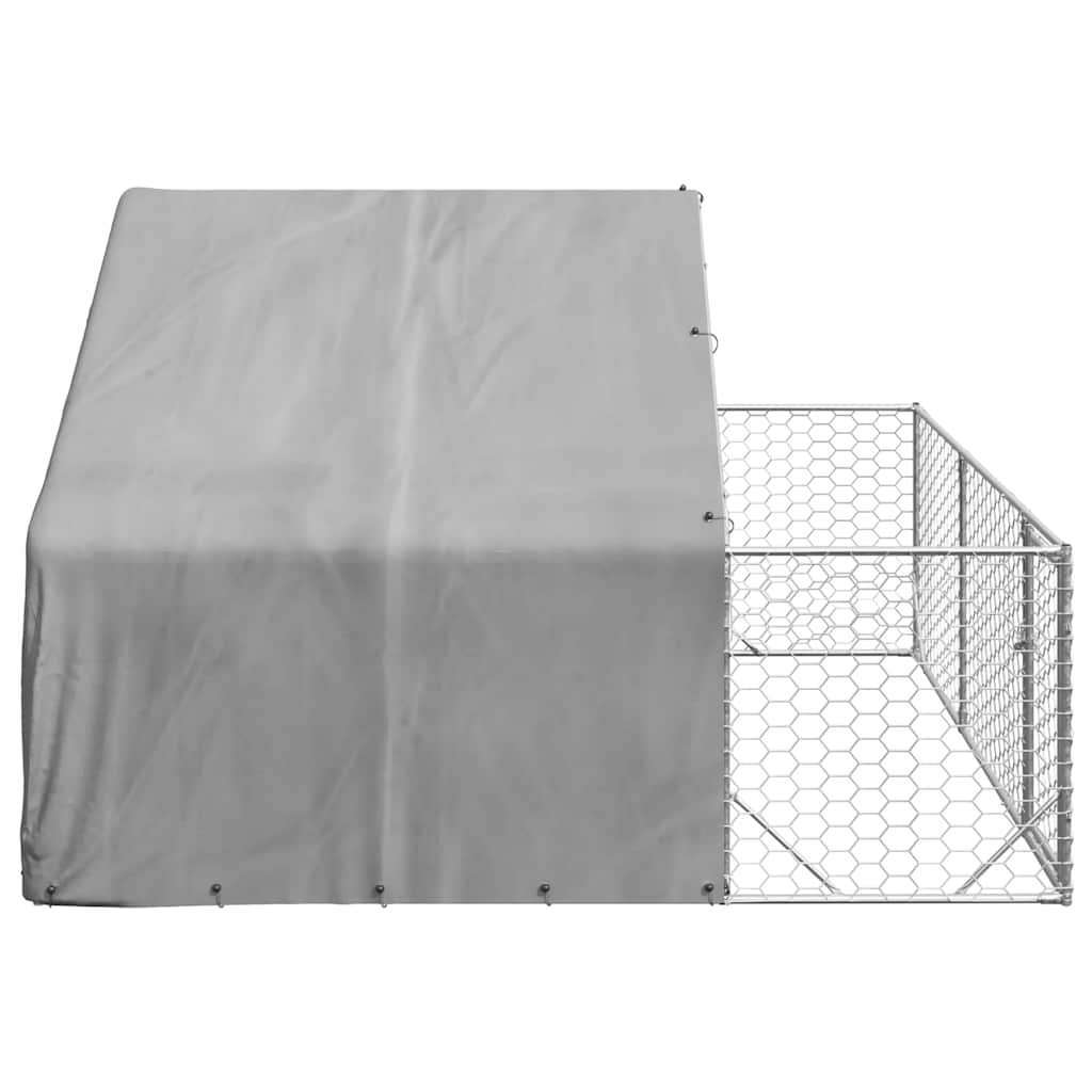 vidaXL Outdoor Dog Kennel with Run 3x3x1.9 m Galvanised Steel