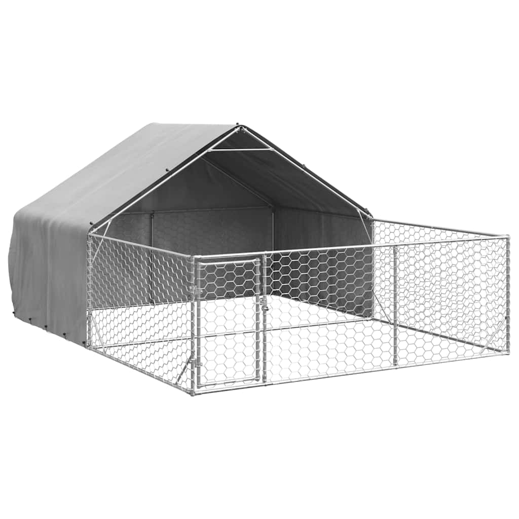 vidaXL Outdoor Dog Kennel with Run 4x3x1.9 m Galvanised Steel