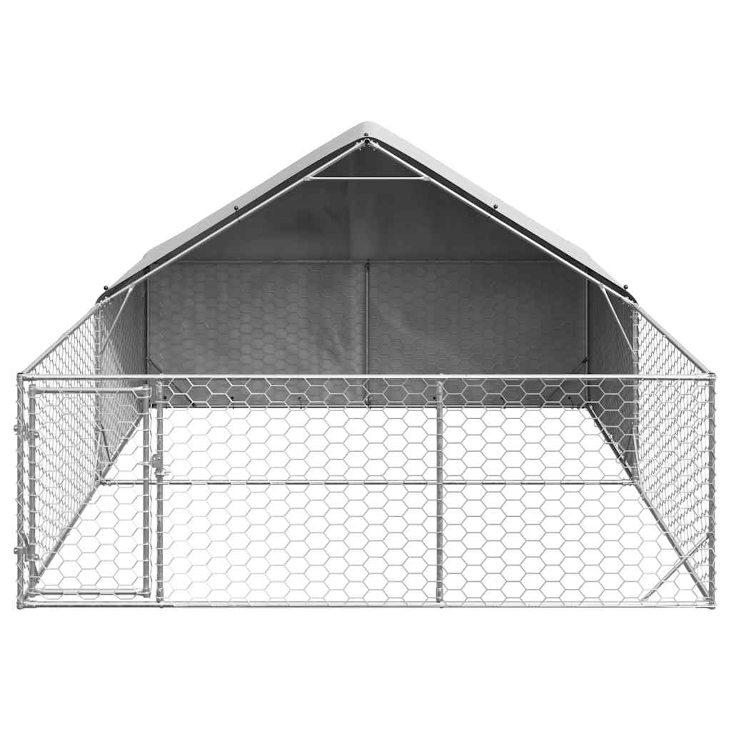 vidaXL Outdoor Dog Kennel with Run 4x3x1.9 m Galvanised Steel