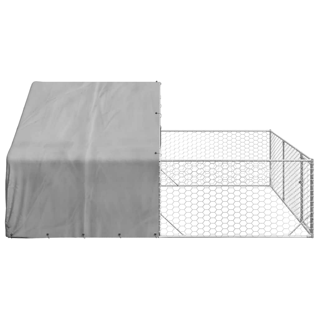 vidaXL Outdoor Dog Kennel with Run 4x3x1.9 m Galvanised Steel