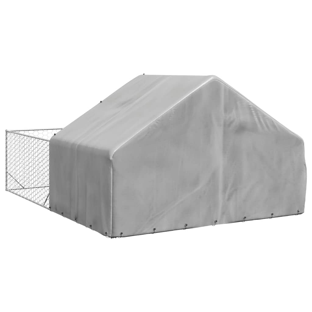 vidaXL Outdoor Dog Kennel with Run 4x3x1.9 m Galvanised Steel