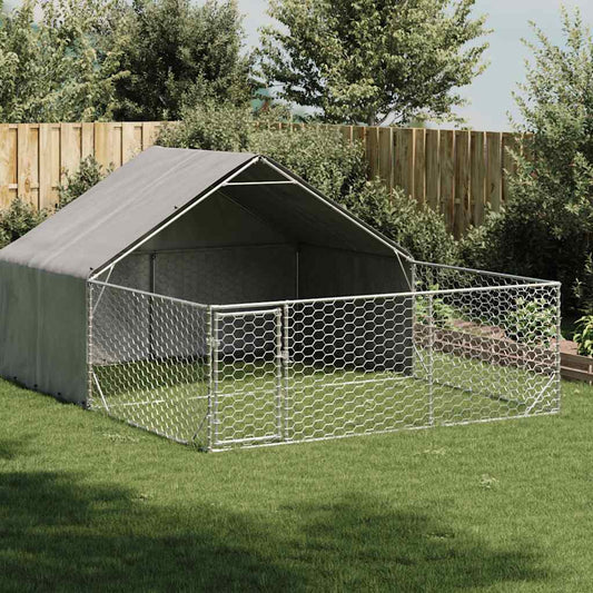 vidaXL Outdoor Dog Kennel with Run 4x3x1.9 m Galvanised Steel