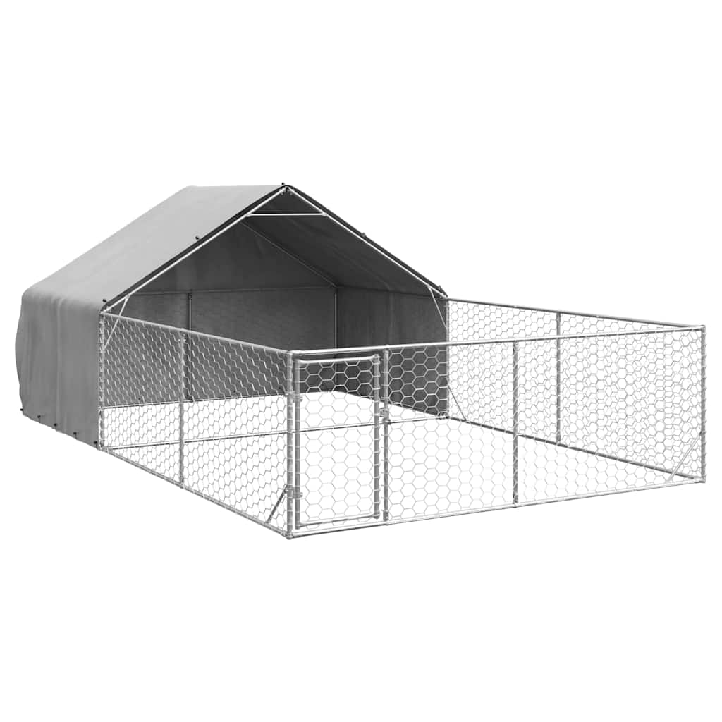 vidaXL Outdoor Dog Kennel with Run 6x3x1.9 m Galvanised Steel