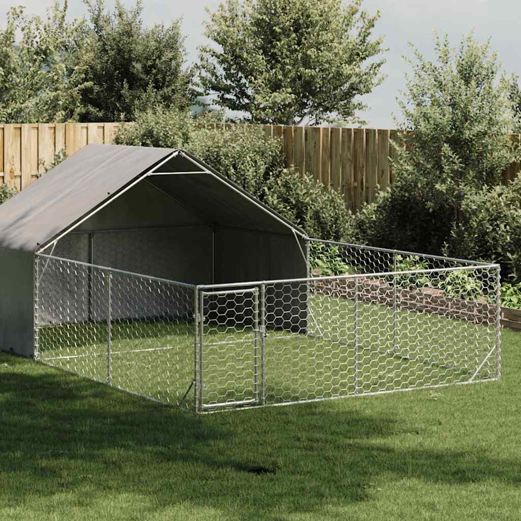 vidaXL Outdoor Dog Kennel with Run 6x3x1.9 m Galvanised Steel