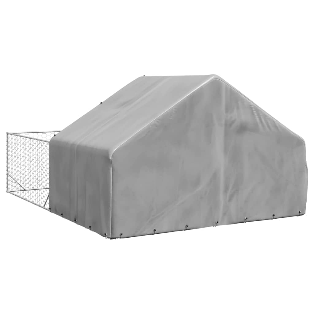 vidaXL Outdoor Dog Kennel with Run 5x3x1.9 m Galvanised Steel